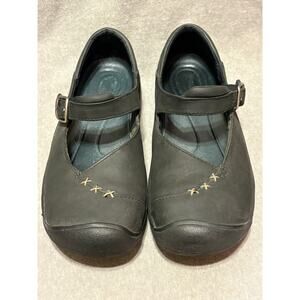 Keen Womens 7.5 Verona Mary Jane Charcoal Gray Leather Comfort Walking Shoes EUC